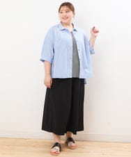 OLLIS55080 eur3(エウルキューブ) 【大きいサイズ/接触冷感】風に揺れるジャージーワイドパンツ ブラック(94)
