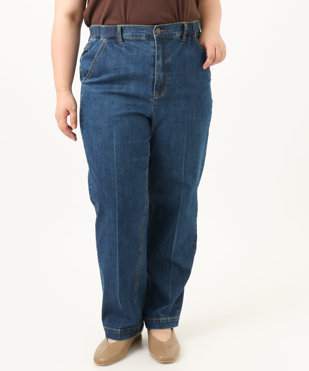 OLLJA08109 eur3(エウルキューブ) 【大きいサイズ】ストレッチストレートデニム ブルー(55)