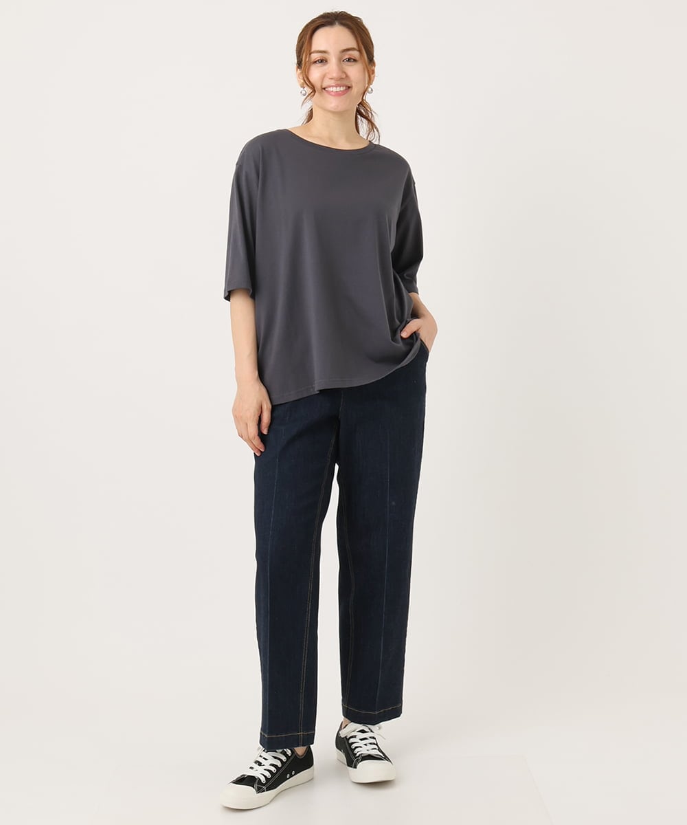 OLLJA08109 eur3(エウルキューブ) 【大きいサイズ】ストレッチストレートデニム ネイビー(57)