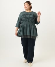 OLLJA08109 eur3(エウルキューブ) 【大きいサイズ】ストレッチストレートデニム ネイビー(57)
