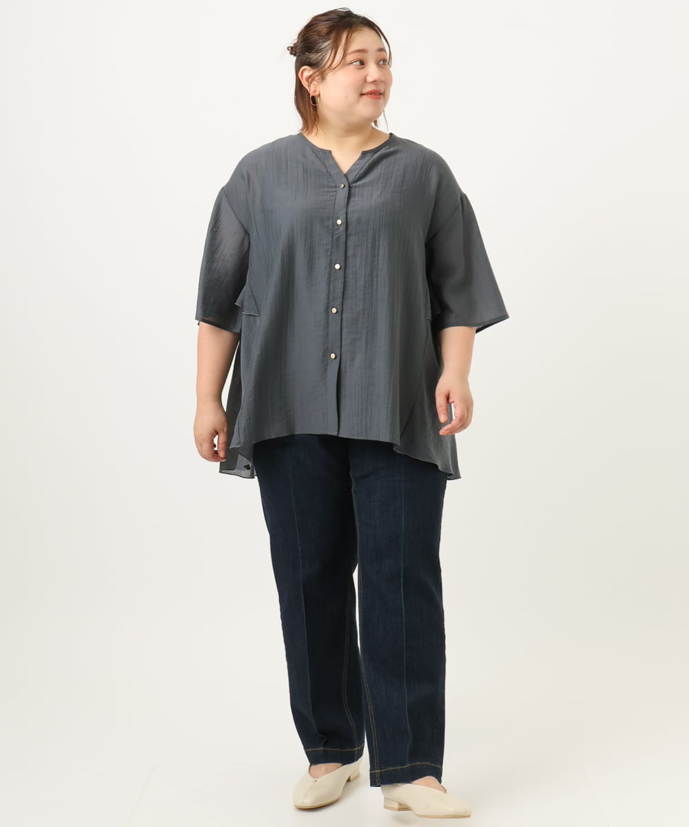 OLLJA08109 eur3(エウルキューブ) 【大きいサイズ】ストレッチストレートデニム ネイビー(57)