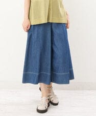 OLLJS53099 eur3(エウルキューブ) 【大きいサイズ】デニムフレアパンツ ブルー(55)
