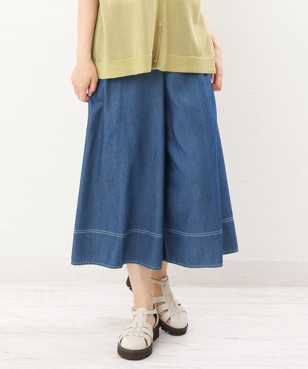 OLLJS53099 eur3(エウルキューブ) 【大きいサイズ】デニムフレアパンツ ブルー(55)