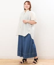 OLLJS53099 eur3(エウルキューブ) 【大きいサイズ】デニムフレアパンツ ブルー(55)