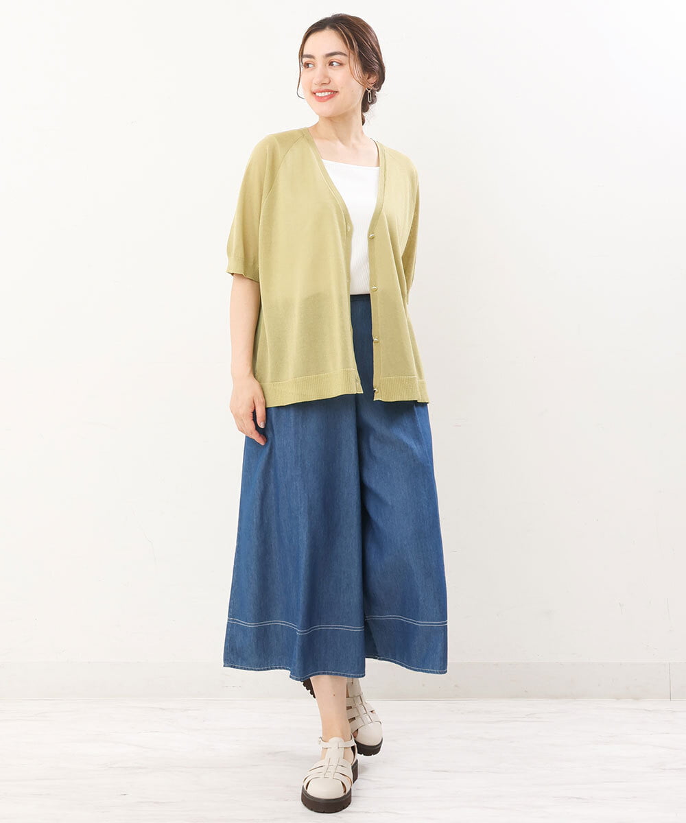 OLLJS53099 eur3(エウルキューブ) 【大きいサイズ】デニムフレアパンツ ブルー(55)
