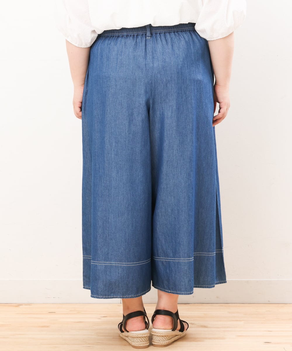 OLLJS53099 eur3(エウルキューブ) 【大きいサイズ】デニムフレアパンツ ブルー(55)