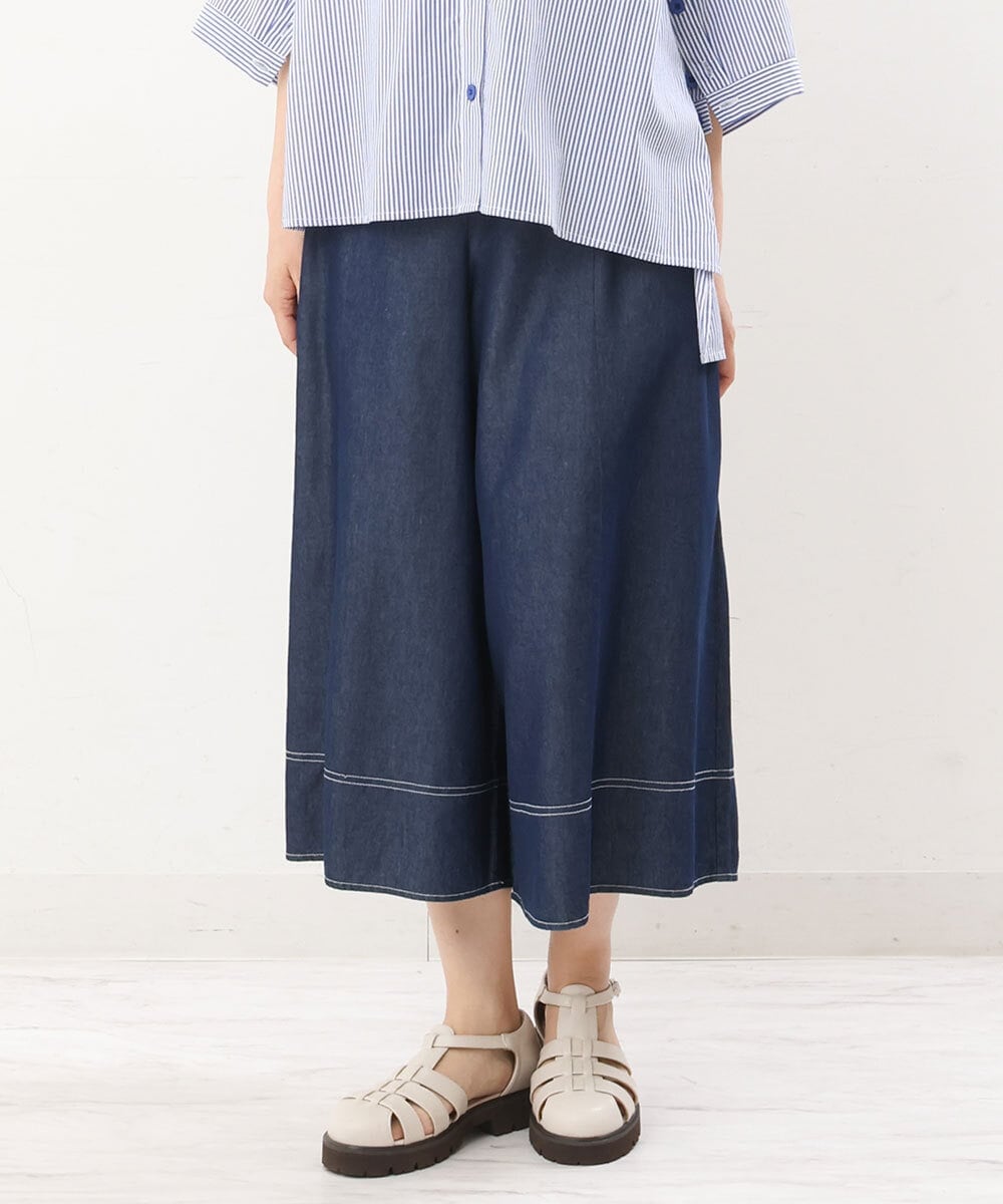 OLLJS53099 eur3(エウルキューブ) 【大きいサイズ】デニムフレアパンツ ネイビー(57)