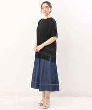 OLLJS53099 eur3(エウルキューブ) 【大きいサイズ】デニムフレアパンツ ネイビー(57)
