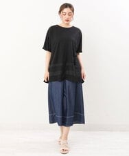 OLLJS53099 eur3(エウルキューブ) 【大きいサイズ】デニムフレアパンツ ネイビー(57)