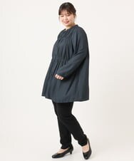 OLLKA13089 eur3(エウルキューブ) 【シリーズ累計販売2万枚！/大きいサイズ】さらさらストレッチテーパードパンツ ブラック(94)