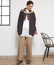 OLLKD03099 eur3(エウルキューブ) 【大きいサイズ】ワイドストレートストレッチパンツ ベージュ