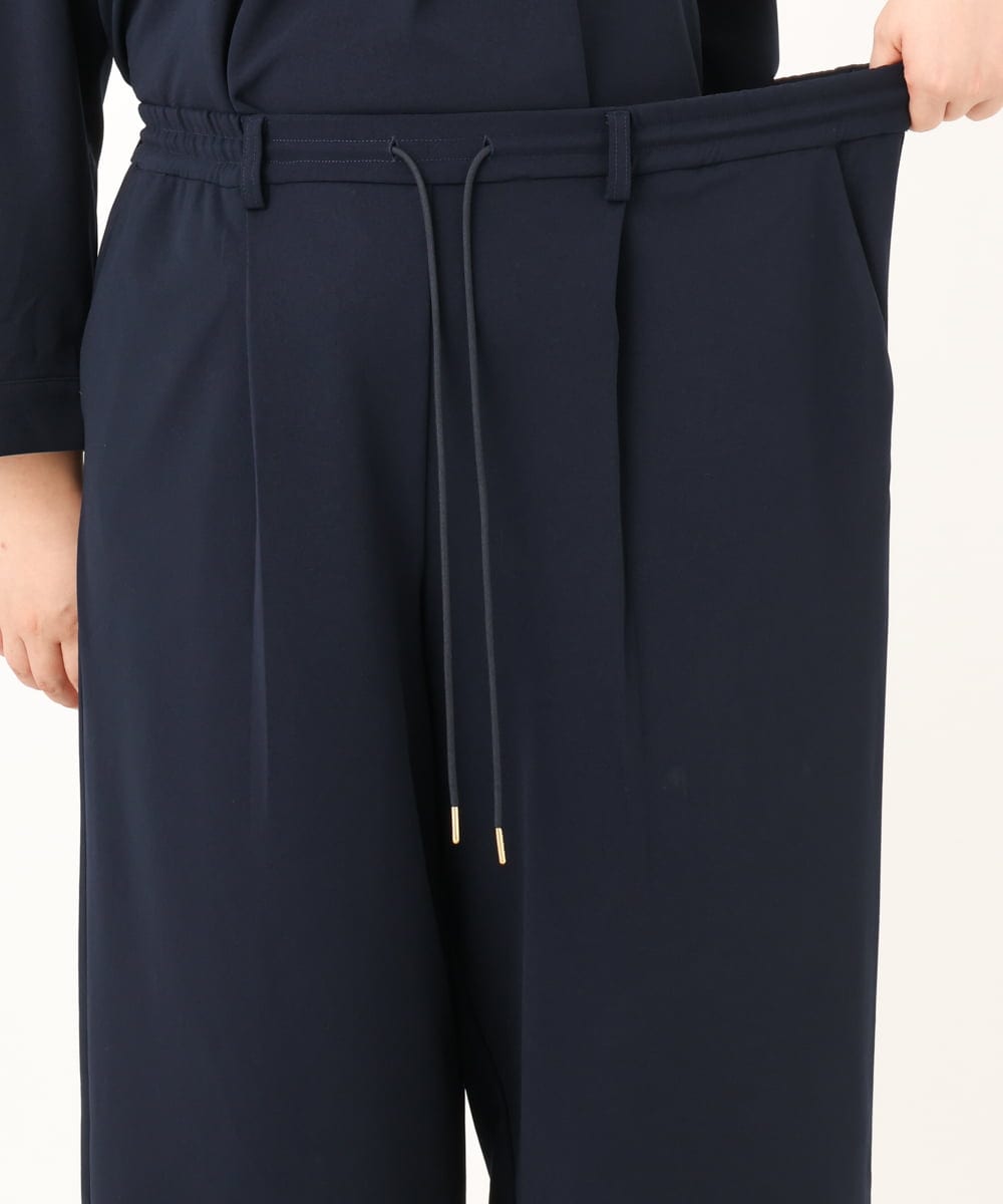 OLLKD09099 eur3(エウルキューブ) 【大きいサイズ/洗える/セットアップ対応】カットジョーゼットワイドパンツ ネイビー
