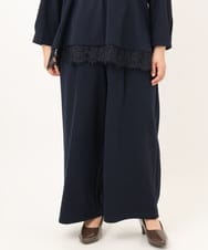OLLKD09099 eur3(エウルキューブ) 【大きいサイズ/洗える/セットアップ対応】カットジョーゼットワイドパンツ ネイビー