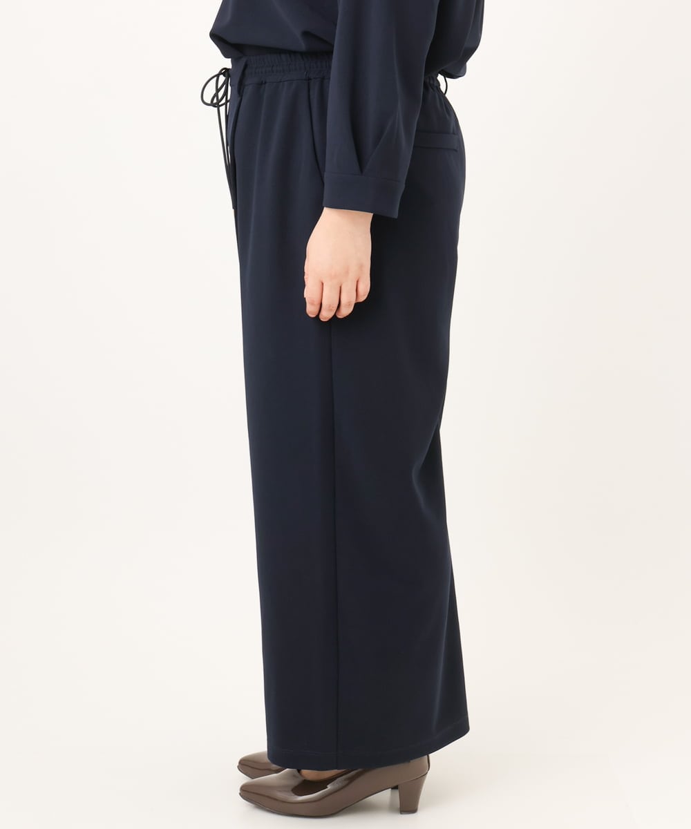 OLLKD09099 eur3(エウルキューブ) 【大きいサイズ/洗える/セットアップ対応】カットジョーゼットワイドパンツ ネイビー