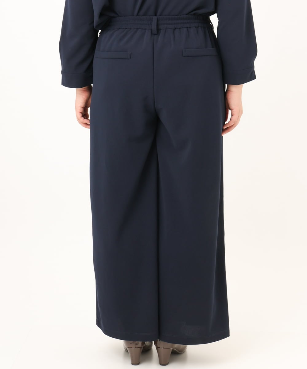 OLLKD09099 eur3(エウルキューブ) 【大きいサイズ/洗える/セットアップ対応】カットジョーゼットワイドパンツ ネイビー