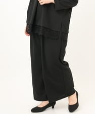 OLLKD09099 eur3(エウルキューブ) 【大きいサイズ/洗える/セットアップ対応】カットジョーゼットワイドパンツ ブラック