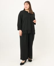 OLLKD09099 eur3(エウルキューブ) 【大きいサイズ/洗える/セットアップ対応】カットジョーゼットワイドパンツ ブラック