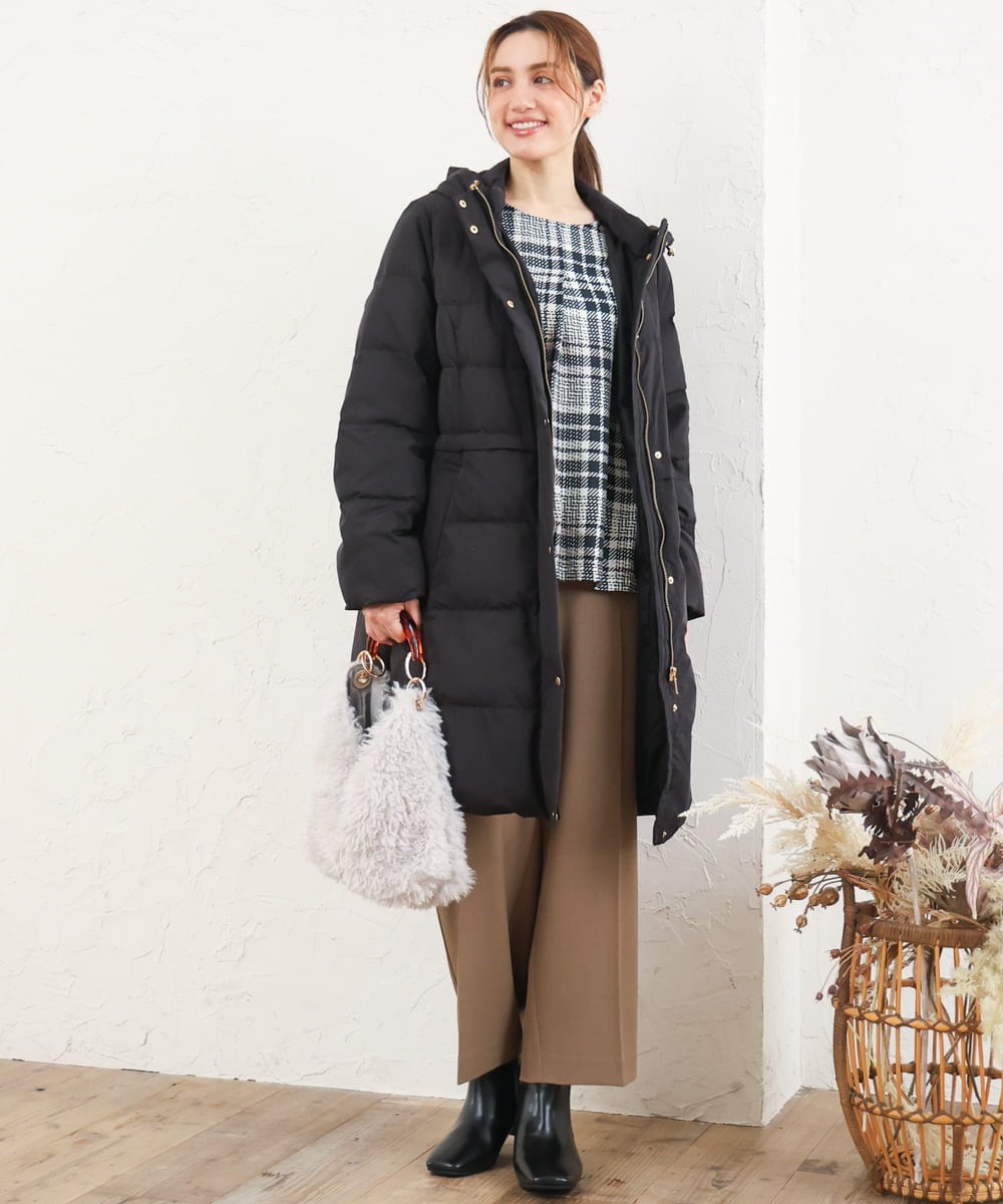 OLLKD12139 eur3(エウルキューブ) 【大きいサイズ/洗える/セットアップ対応/11号サイズあり】ストレッチセンタープレスワイドパンツ モカ