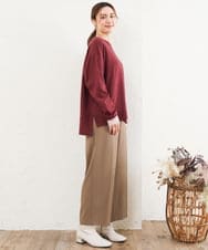 OLLKD12139 eur3(エウルキューブ) 【大きいサイズ/洗える/セットアップ対応/11号サイズあり】ストレッチセンタープレスワイドパンツ モカ