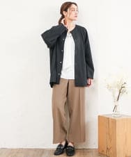 OLLKD12139 eur3(エウルキューブ) 【大きいサイズ/洗える/セットアップ対応/11号サイズあり】ストレッチセンタープレスワイドパンツ モカ