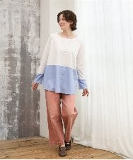 OLLKD13109 eur3(エウルキューブ) 【大きいサイズ/洗える】カラーストレッチデニム ライトピンク