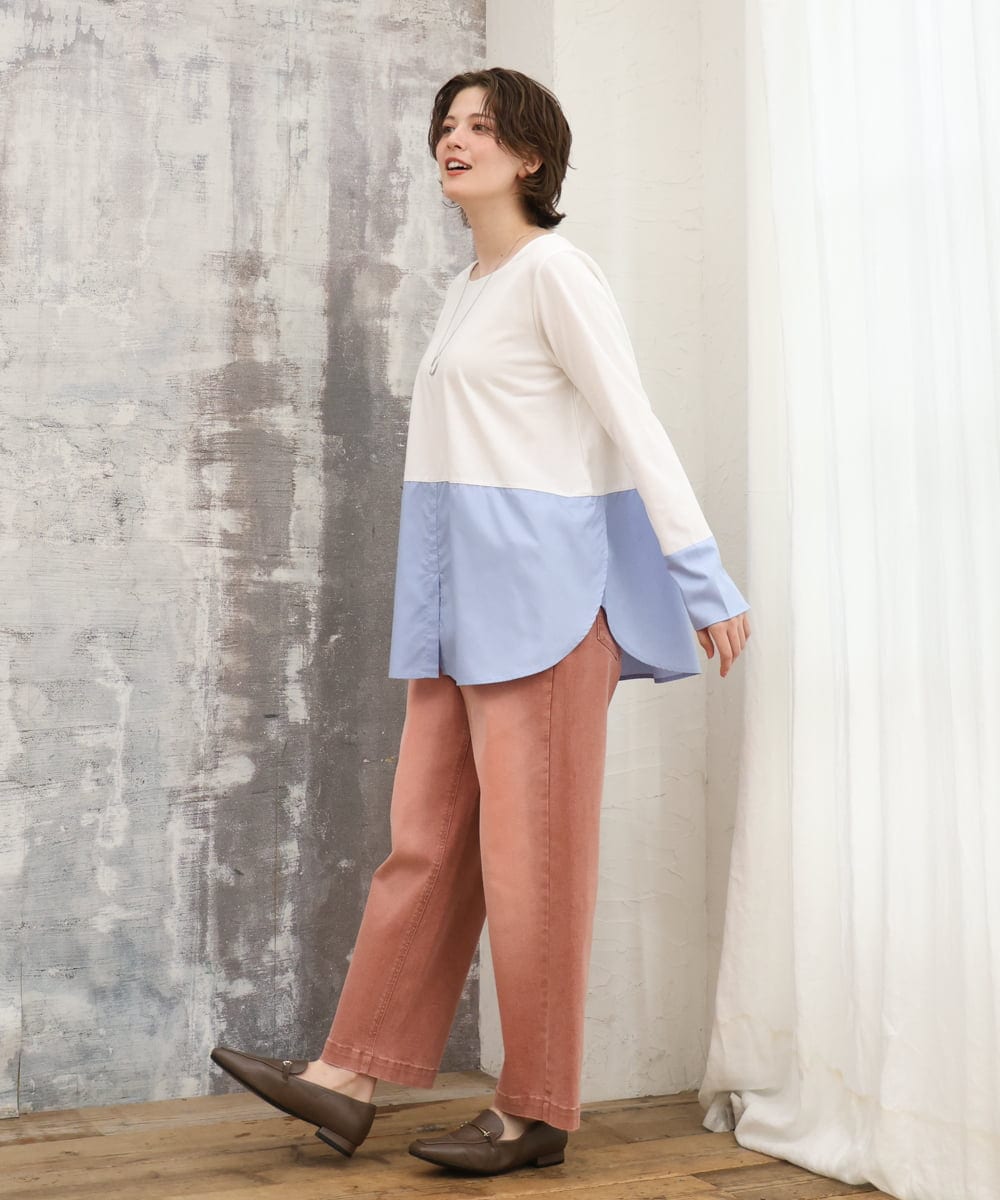 OLLKD13109 eur3(エウルキューブ) 【大きいサイズ/洗える】カラーストレッチデニム ライトピンク