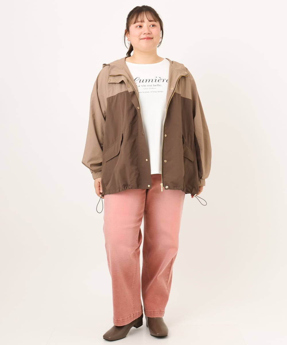 OLLKD13109 eur3(エウルキューブ) 【大きいサイズ/洗える】カラーストレッチデニム ライトピンク