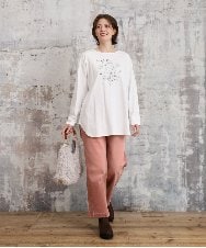 OLLKD13109 eur3(エウルキューブ) 【大きいサイズ/洗える】カラーストレッチデニム ライトピンク
