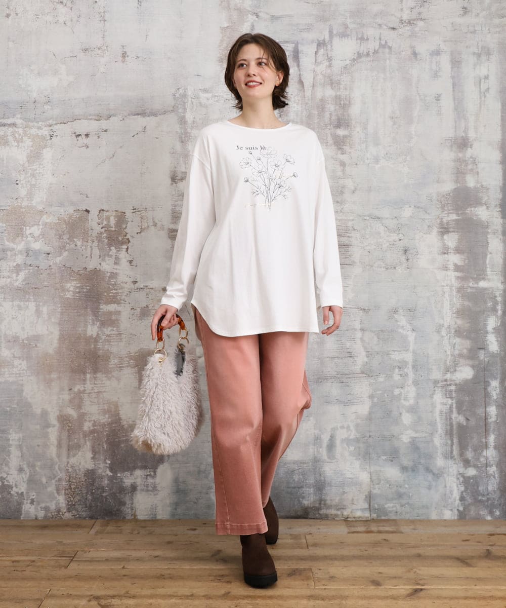 OLLKD13109 eur3(エウルキューブ) 【大きいサイズ/洗える】カラーストレッチデニム ライトピンク