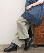 OLLKD13109 eur3(エウルキューブ) 【大きいサイズ/洗える】カラーストレッチデニム カーキ