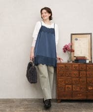 OLLKD13109 eur3(エウルキューブ) 【大きいサイズ/洗える】カラーストレッチデニム カーキ