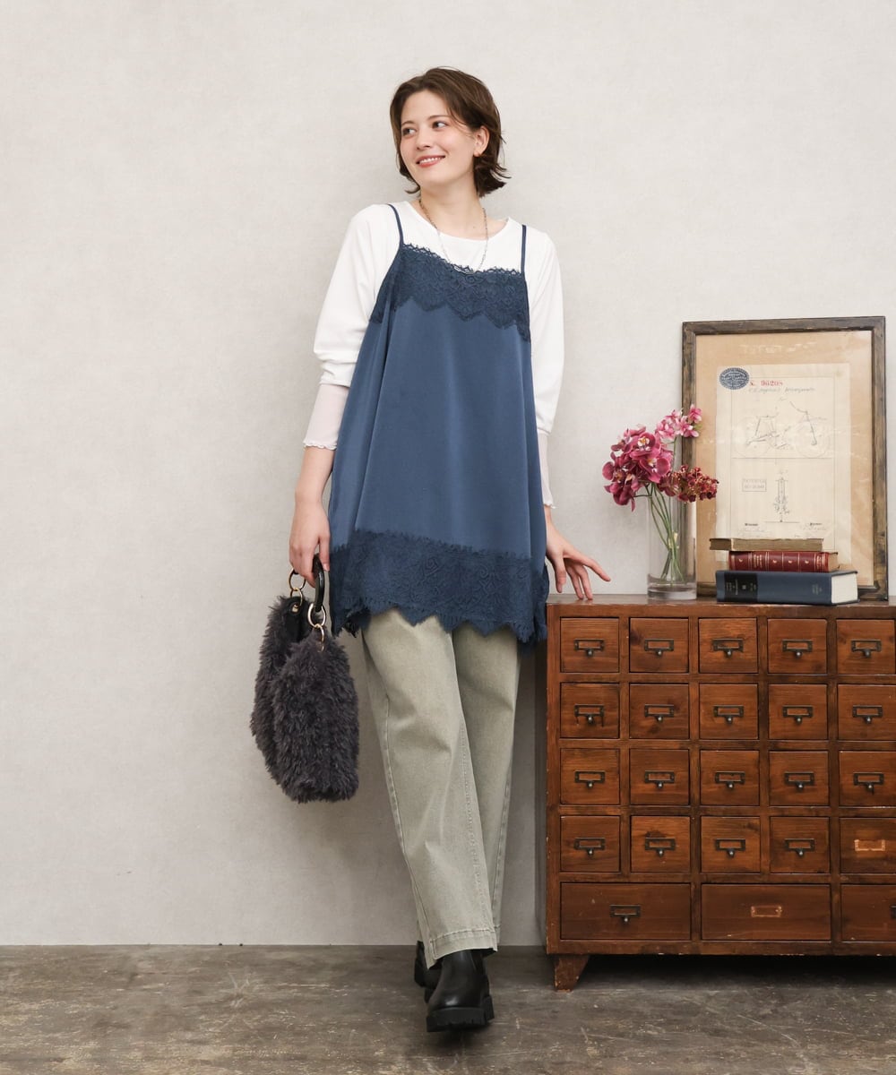 OLLKD13109 eur3(エウルキューブ) 【大きいサイズ/洗える】カラーストレッチデニム カーキ