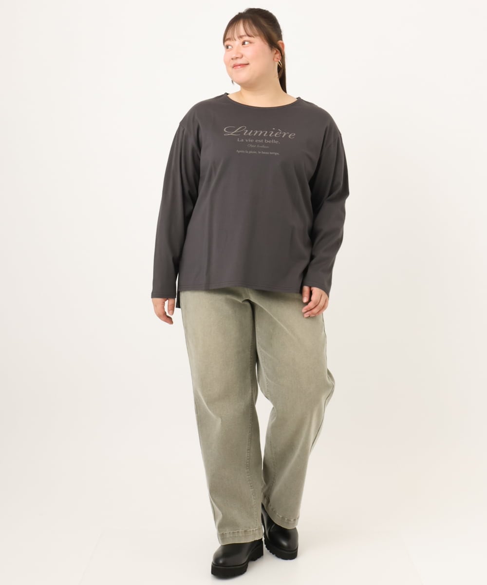 OLLKD13109 eur3(エウルキューブ) 【大きいサイズ/洗える】カラーストレッチデニム カーキ