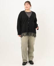 OLLKD13109 eur3(エウルキューブ) 【大きいサイズ/洗える】カラーストレッチデニム カーキ