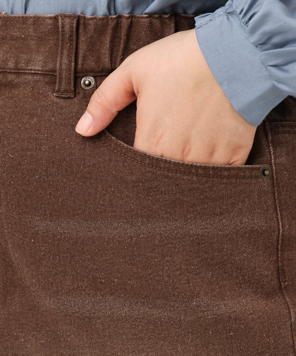 OLLKD13109 eur3(エウルキューブ) 【大きいサイズ/洗える】カラーストレッチデニム ダークブラウン