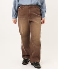 OLLKD13109 eur3(エウルキューブ) 【大きいサイズ/洗える】カラーストレッチデニム ダークブラウン