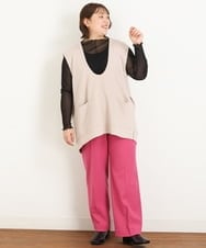 OLLKP01090 eur3(エウルキューブ) 【雑誌掲載】【大きいサイズ】定番美脚ストレートパンツ ピンク(03)