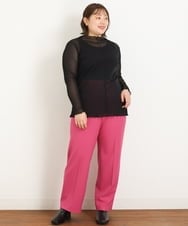 OLLKP01090 eur3(エウルキューブ) 【雑誌掲載】【大きいサイズ】定番美脚ストレートパンツ ピンク(03)