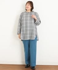 OLLKP01090 eur3(エウルキューブ) 【雑誌掲載】【大きいサイズ】定番美脚ストレートパンツ ブルー(55)