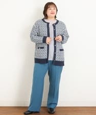 OLLKP01090 eur3(エウルキューブ) 【雑誌掲載】【大きいサイズ】定番美脚ストレートパンツ ブルー(55)