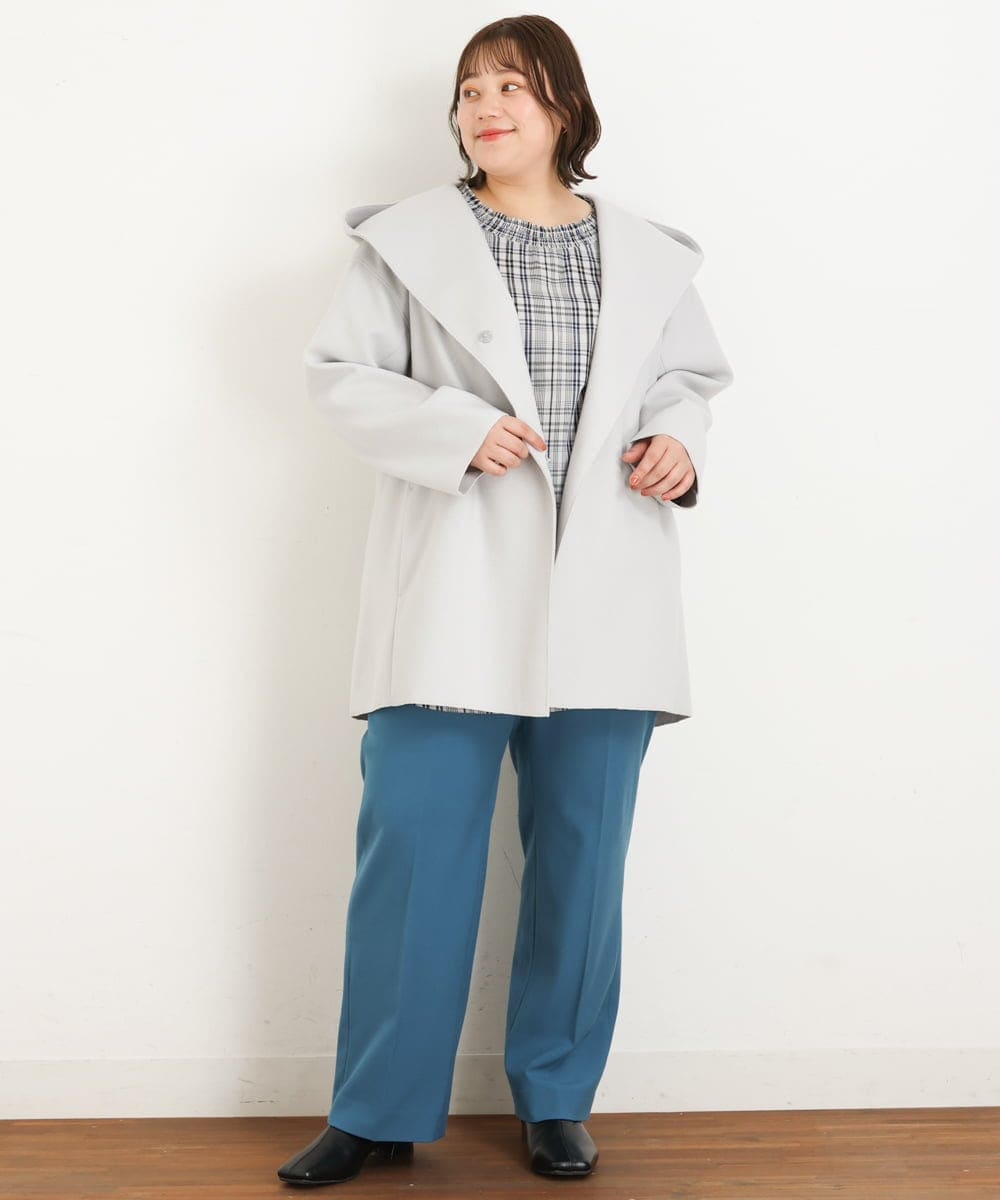 OLLKP01090 eur3(エウルキューブ) 【雑誌掲載】【大きいサイズ】定番美脚ストレートパンツ ブルー(55)