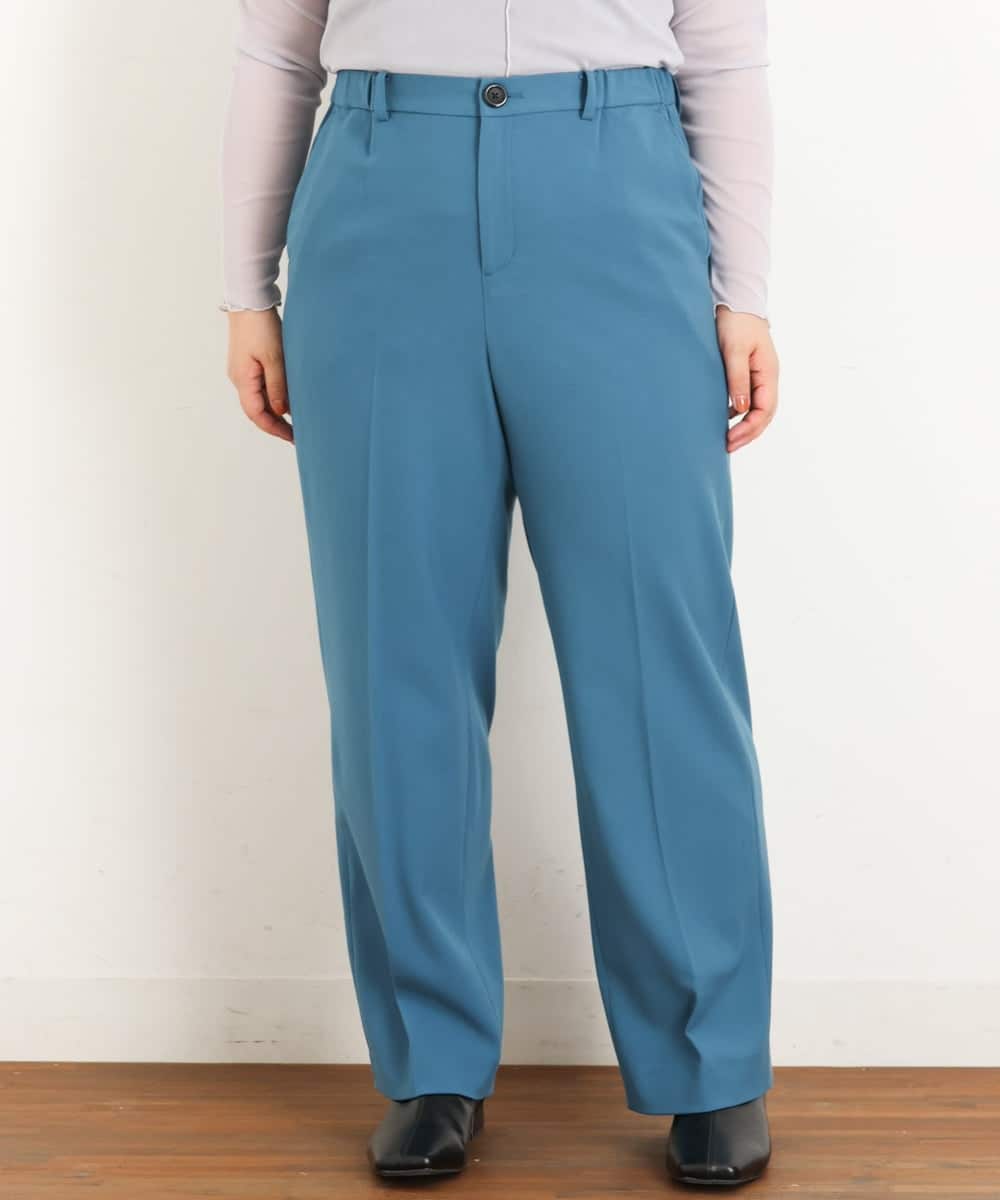 OLLKP01090 eur3(エウルキューブ) 【雑誌掲載】【大きいサイズ】定番美脚ストレートパンツ ブルー(55)