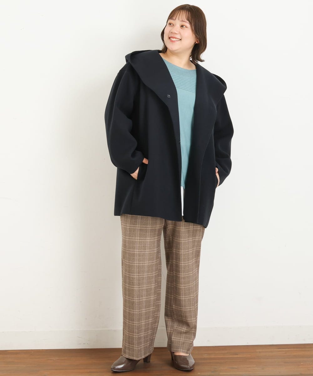 OLLKP01090 eur3(エウルキューブ) 【雑誌掲載】【大きいサイズ】定番美脚ストレートパンツ ベージュ(82)