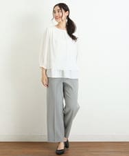 OLLKP01090 eur3(エウルキューブ) 【雑誌掲載】【大きいサイズ】定番美脚ストレートパンツ ライトグレー(91)