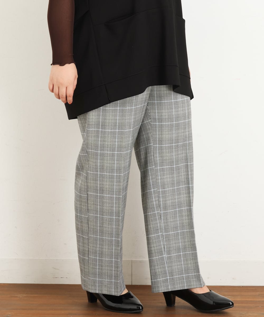 OLLKP01090 eur3(エウルキューブ) 【雑誌掲載】【大きいサイズ】定番美脚ストレートパンツ グレー(92)