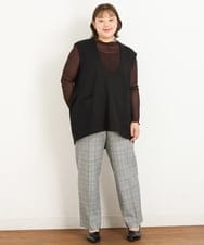 OLLKP01090 eur3(エウルキューブ) 【雑誌掲載】【大きいサイズ】定番美脚ストレートパンツ グレー(92)