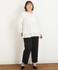 OLLKP01090 eur3(エウルキューブ) 【雑誌掲載】【大きいサイズ】定番美脚ストレートパンツ ブラック(94)
