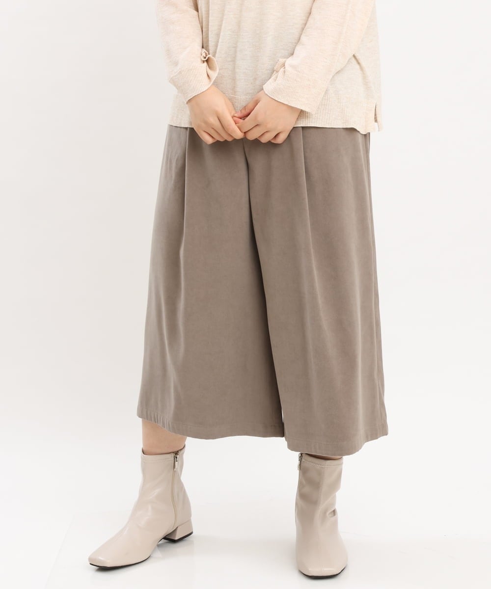 OLLKS07099 eur3(エウルキューブ) 【大きいサイズ】サンディングワイドパンツ モカ(84)