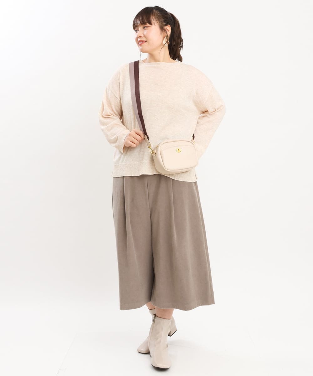 OLLKS07099 eur3(エウルキューブ) 【大きいサイズ】サンディングワイドパンツ モカ(84)