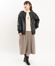 OLLKS07099 eur3(エウルキューブ) 【大きいサイズ】サンディングワイドパンツ モカ(84)